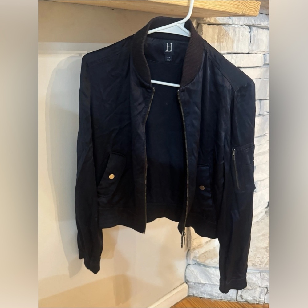 Tommy Hilfiger Women’s Navy Bomber Jacket Zip Front Lightweight Size S